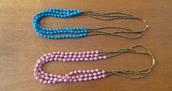 Beautiful blue and pink bead necklaces