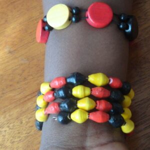 Beautiful bead bungle with Uganda flag colors
